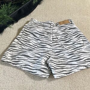 Zara Black and White Zebra Print High Waist Shorts